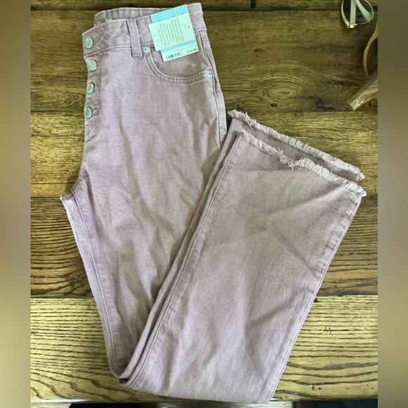 NWT Girls' Mid-Rise Button Fly Flare Jeans - Cat & Jack™ Pink 16 - Picture 3 of 3